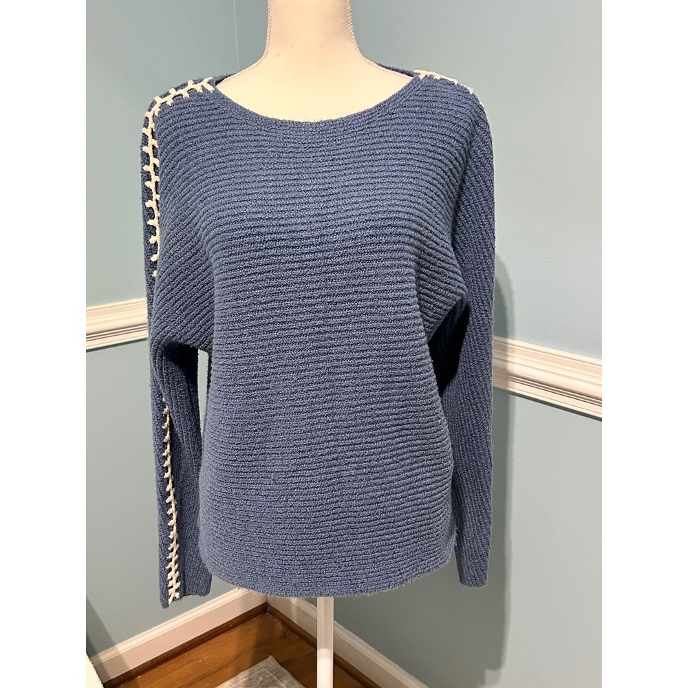 Pure Jill J. Jill Blue cozy chill relaxed.Whipstitch Detail Sweater Medium